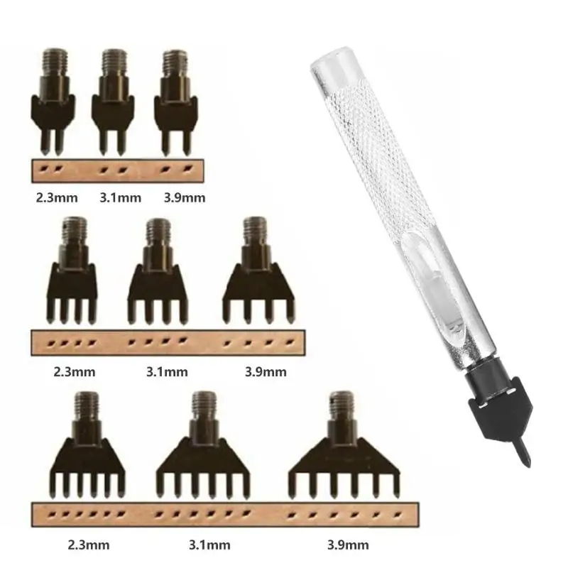 

10Pcs/set Steel Leather Hollow Punch Tools Leather Belt Hole Punching 1+2+4+6 Prong Tools for Leather Craft