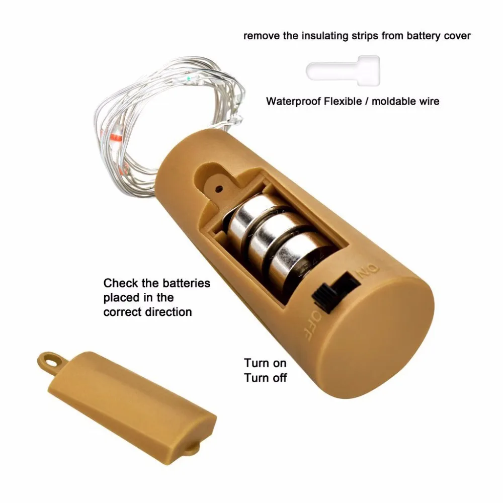 Xmas Wine Bottle Corks LED String Lights Set Of 6Pcs Flashing Copper Wire Bulb Christmas Decoration 6.56Ft  (6)