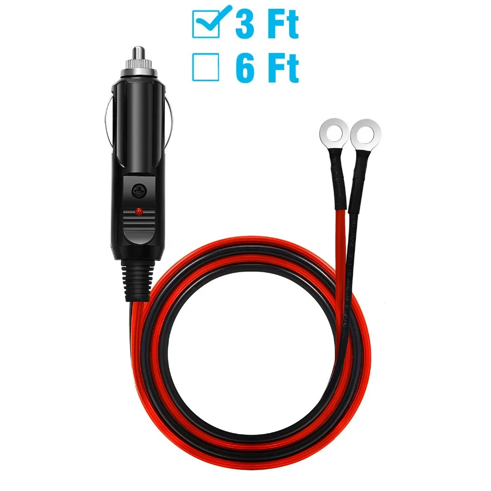 

12V 16AWG Heavy Duty Cable Fused DC Power 12 24 Volt Socket for Car Inverter Tire Inflator Air Pump