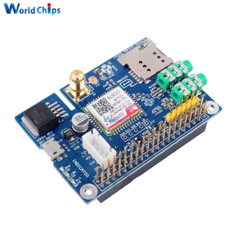 Плата разработки экрана SIM800C вместо модуля SIM900 GPRS GSM 4 с антенной для Raspberrp Pi