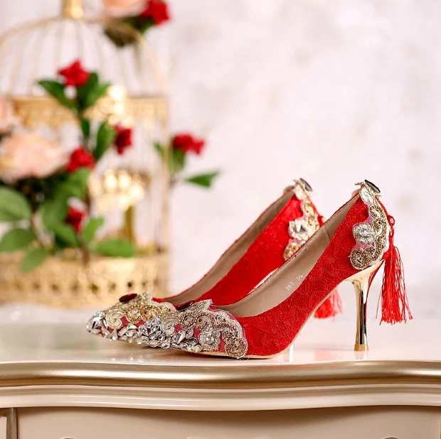 red heels with diamonds