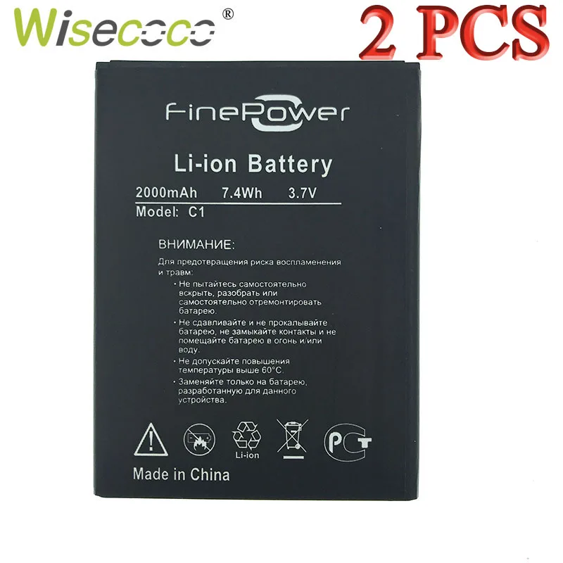 

Wisecoco 2 PCS/LOT FinePower C1 2000mAh 3.7V Battery For FinePower C1 C 1 Mobile Phone Battery Replacement+ Tracking Number
