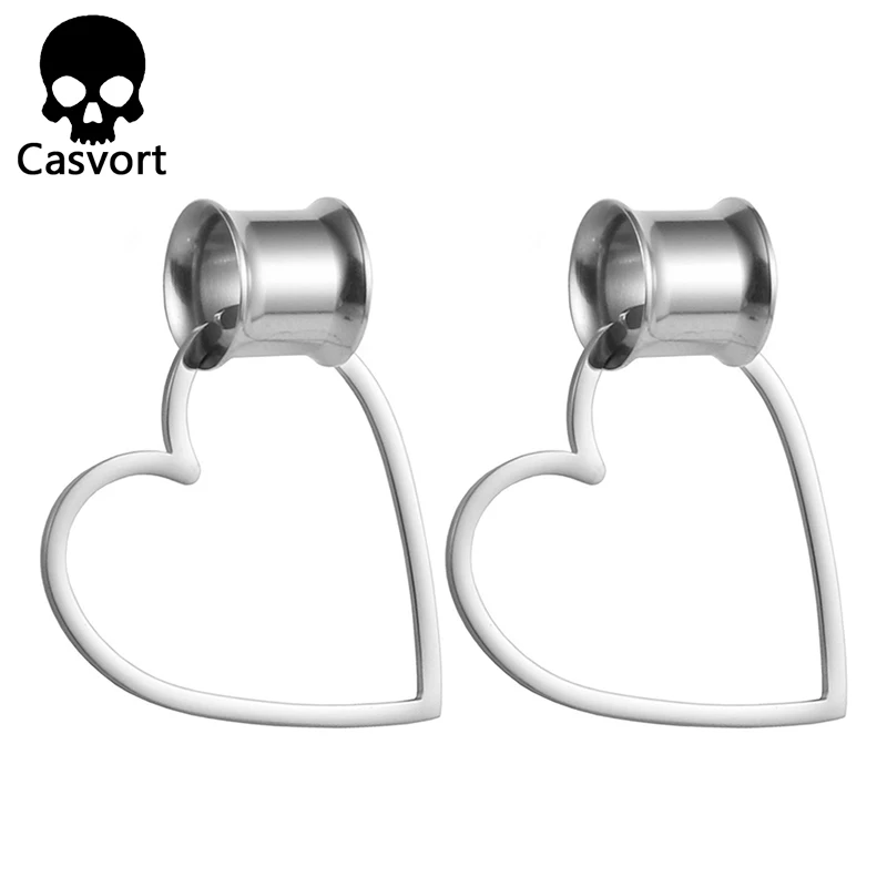Casvort новые съемные в форме сердца Висячие беруши пирсинг ювелирные изделия для тела из нержавеющей стали ушные Датчики Тоннели носилки - Окраска металла: silver