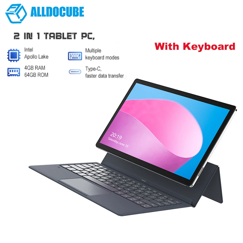 

ALLDOCUBE Nuvision 2-In-1 Tablet PC With Keyboard 11.6'' Windows 10 Intel Apollo Lake N3350 4GB RAM 64GB SSD 5MP+2MP Cam Tablets
