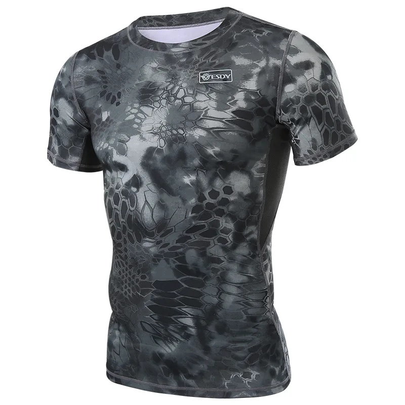 

New summer Camouflage hiking T-shirt Men's Breathable python Army Tactical Combat T Shirt Dry Camo Camp Tees