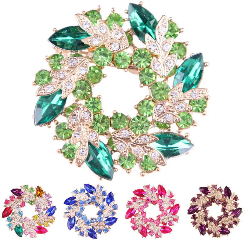 

Beautiful Crystal Diamante Floral Garland Brooches Flower Pins In Assorted Colors For Women