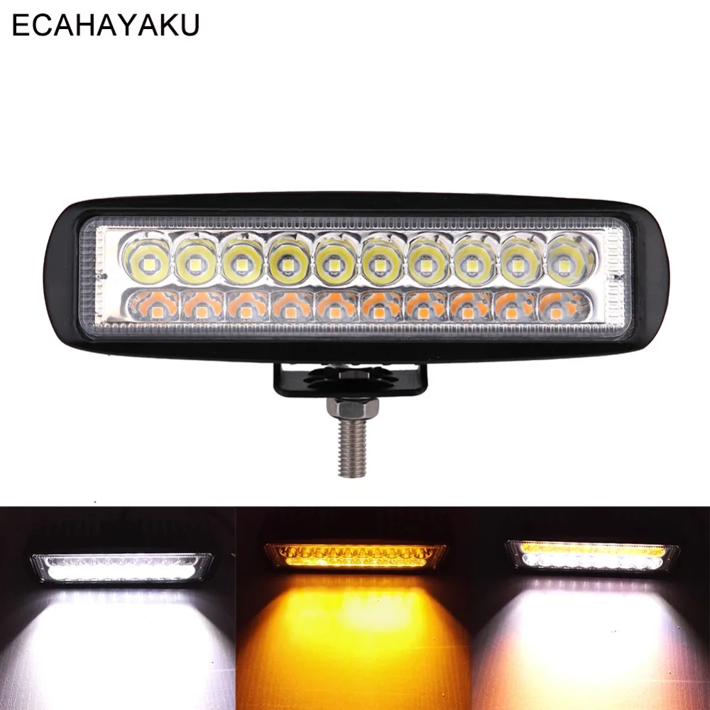 

ECAHAYAKU 60W Slim 6inch Car Led Bar Light Amber/White Dual color Led Worklamp 10-32V DC for Off Road 4x4 SUV Truck Trailer Boat