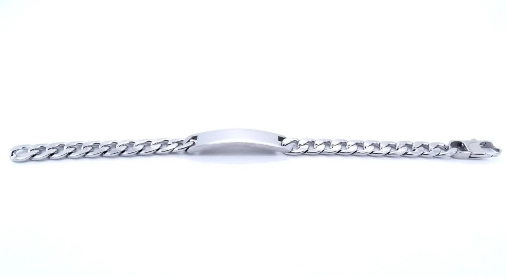 100% Stainless Steel Bracelet 9 mm 8 Inches Curb Cuban Chain Smooth Bar ID Bracelets for Men Women Free Shipping Factory Offer