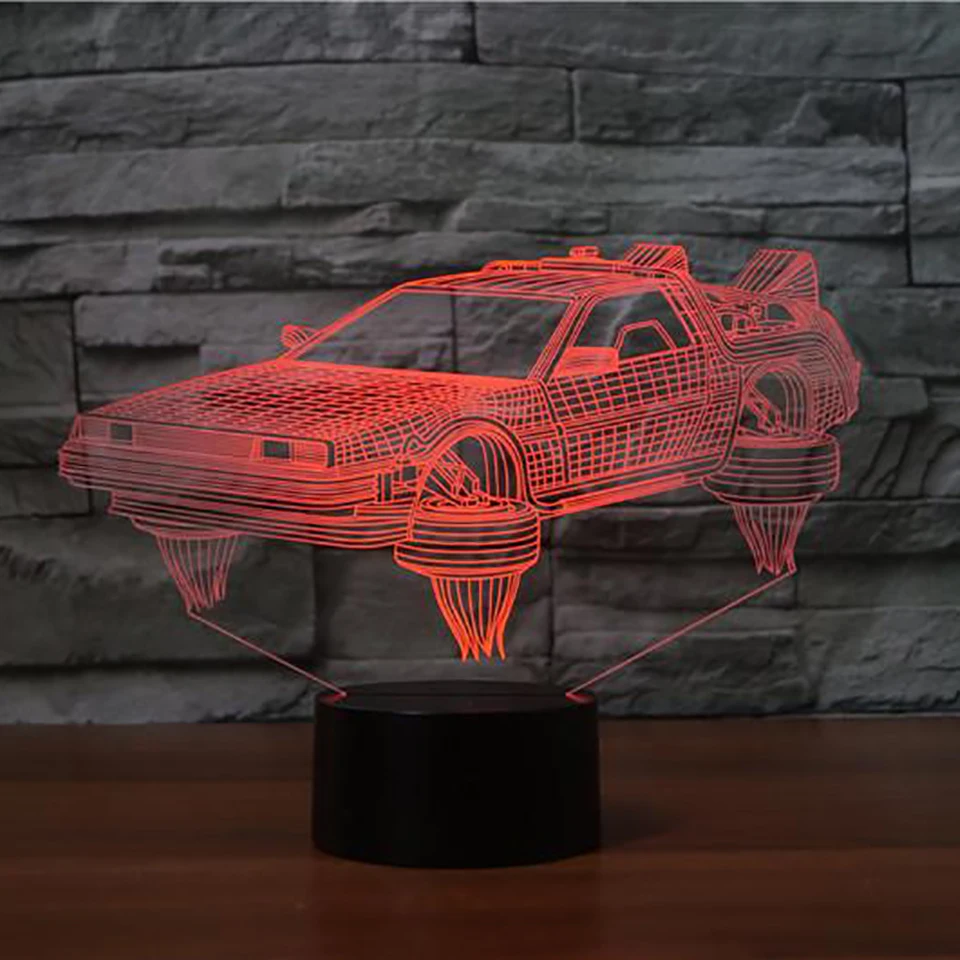 Креативный спортивный автомобиль 3D лампа LED USB ночник 7 видов цветов