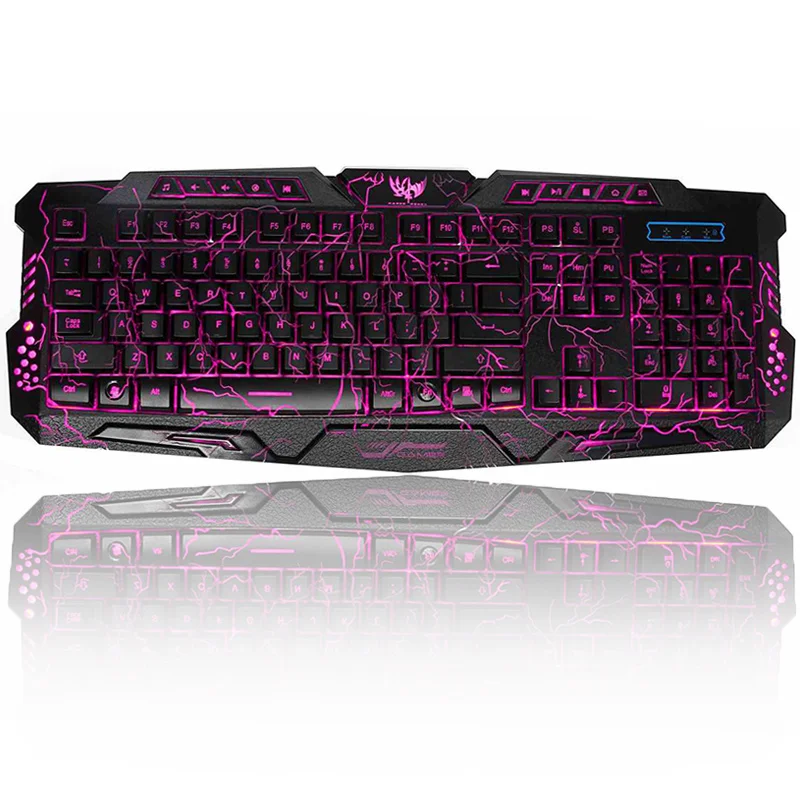 

2019 Newest Original Gaming Keyboard LED 3-color breath backlight USB Wired Crack Waterproof Keyboard for PC Computer gamers