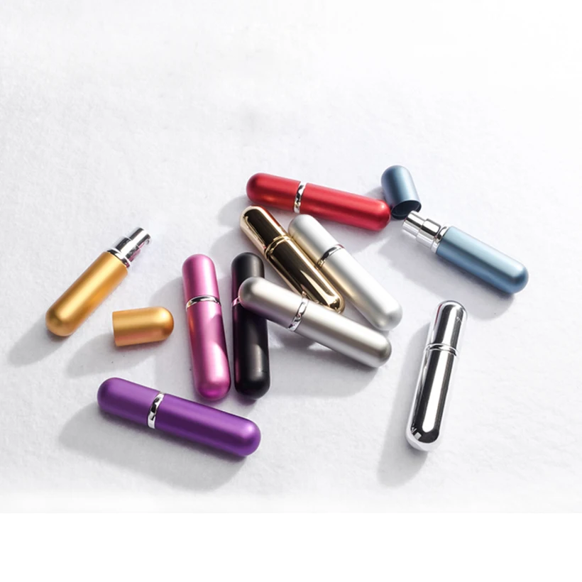 

5ml Refillable Bottles Aluminum Refillable Perfume Spray Atomizer Portable Cosmetic Containers purple red Perfume Bottle D40
