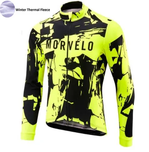 Зимняя Теплая Флисовая Мужская велосипедная Джерси Morvelo с длинным рукавом Ropa