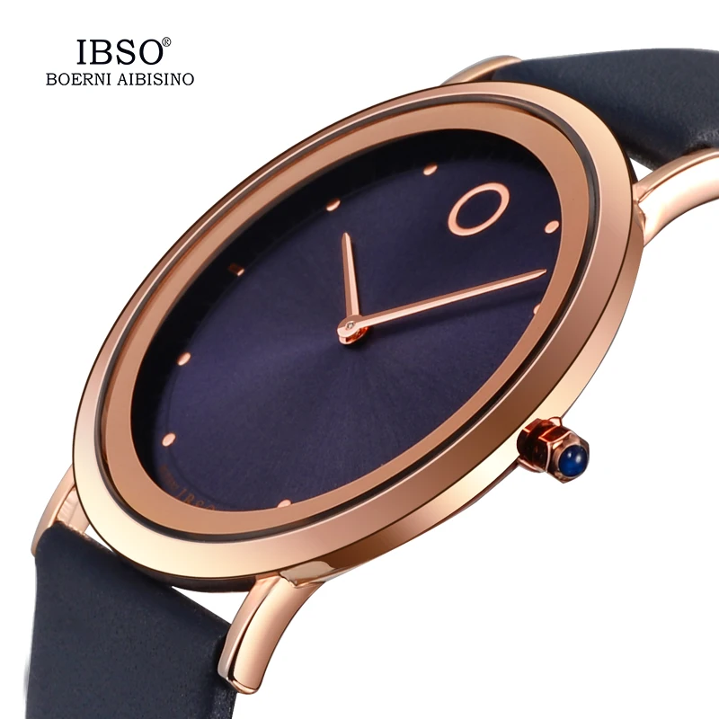 IBSO 7.6MM Ultra-Thin Women Watches 2018 Fashion Waterproof Quartz Watch Women Luxury Genuine Leather Strap Montre Femme ibso brand fashion ultra thin quartz watch women stainless steel mesh and leather strap women watches 2018 fashion montre femme