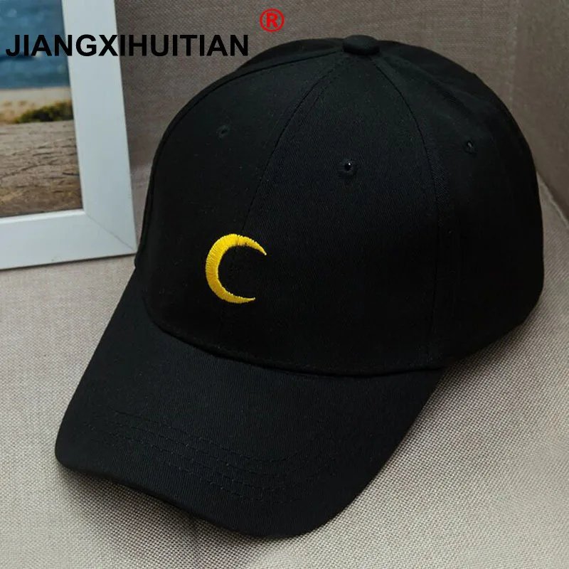 

Moon Embroidery 2017 New Fashion Baseball Caps Women Men Cotton Black White Snapback Hats For Men Gorras Hombre,Casquette Femme