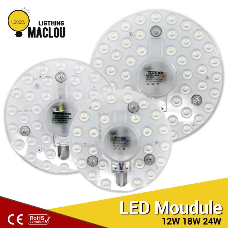 

MACLOU LED Bulb SMD 2835 12w 18w 24w LED 220V Panel Light Ceiling Lamp Led Downlight Driver Led Wall Lamp Energy Saving Module
