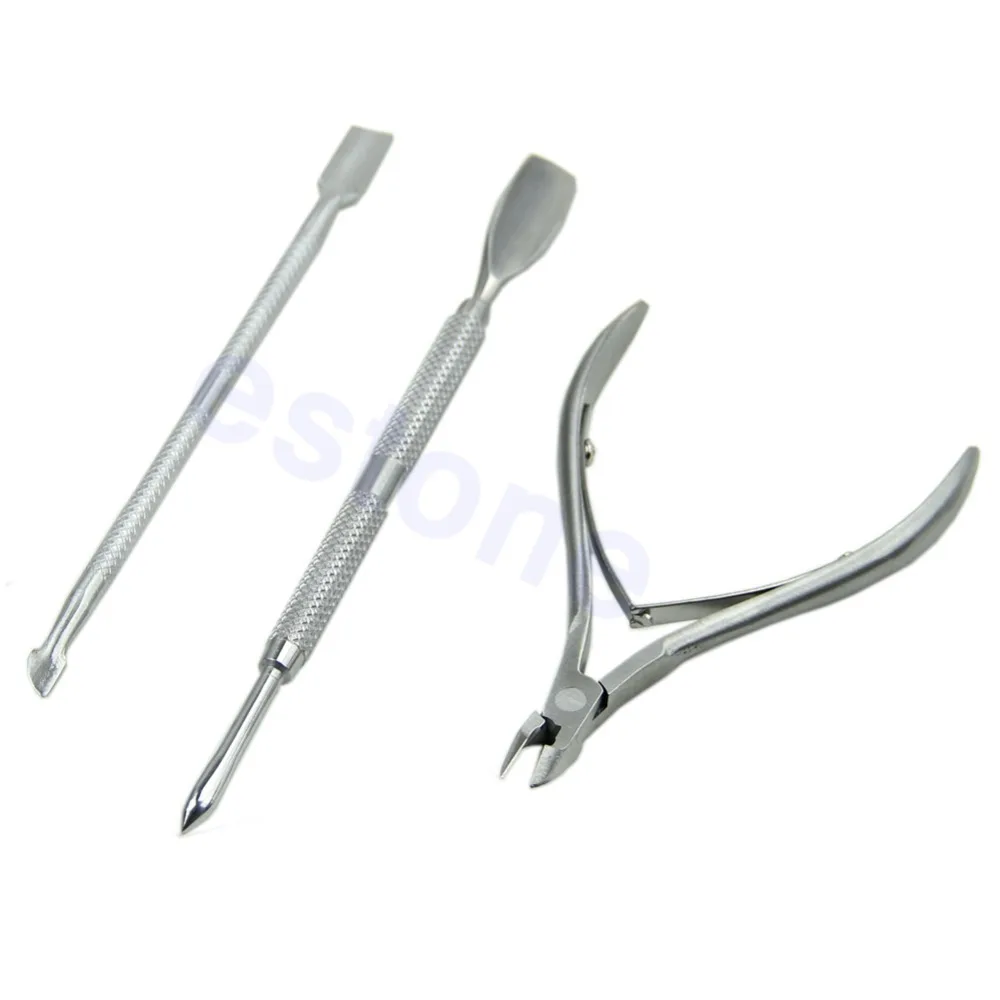 

Nail Cuticle Nipper Tool Spoon Pusher Remover Cutter Clipper Trimmer 3Pcs