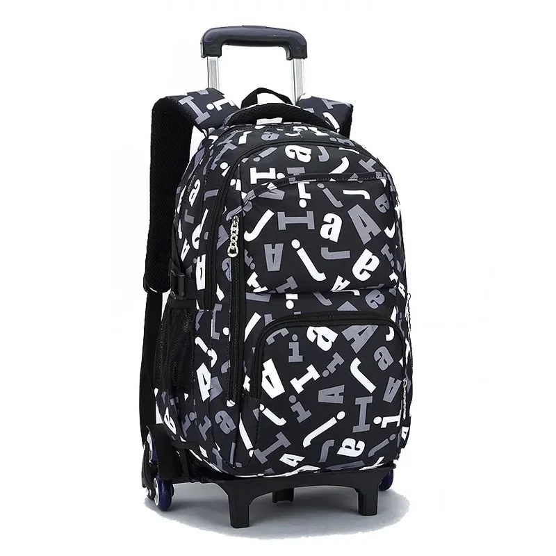 Рюкзак на колесиках для студентов, Детская полосатая Сумка на колесиках, чемоданы для путешествий, сумки для мальчиков и девочек - Цвет: Style as shown