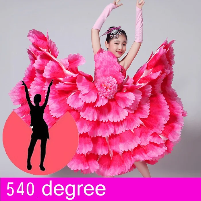 Детские костюмы танцовщицы танец фламенко платья для девочек элегантная одежда для выступлений платье для бальных танцев для Фламенго DN3035 - Цвет: 540 degree