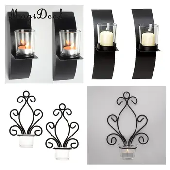 

MagiDeal 4Pcs Wall Mounted Candle Holder 2-Set Sconce Cup Tea Light Tealight Candlestick Wall Hangings Lightings Fixture