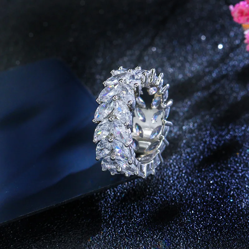 Кольца для Женская циркониевая перстни украшение из белого золота для подарок для женщины, с украшением в виде кристаллов, кольцо с камнями, роскошная модная обувь обручальное кольцо ювелирные изделия