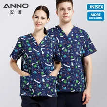 ANNO медицинские скрабы для женщин и мужчин одежда с короткими рукавами униформа медсестры топ брюки мультфильм стоматологическая клиника Костюм Униформа хирургическое платье