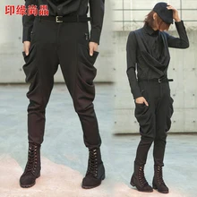 27-44! летние черные мужские брюки-шаровары, тонкие неосновные мужские брюки, Большой промежности, модные костюмы певицы