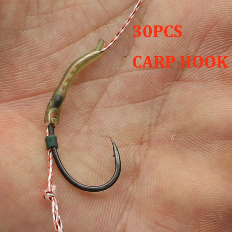 

30PCS Hook Carp Teflon Coating Carp Hooks High Carbon Steel Matte Black With Micro Barb 2 4 6 8 Accessories for Carp Fishing Rig