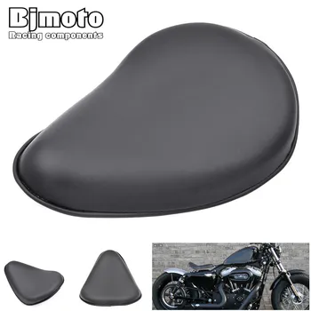 

Bjmoto Free shipping Motorcycle Black Leather Driver Solo Slim Seat Pad Flame Saddle For Harley Sportster Bobber Chopper Custom