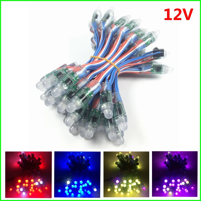 50 шт./лот 12 мм WS2811 2811 IC RGB длиной в Пол, с бусинами Водонепроницаемый DC12V цифровой Full Цвет светодиодная точечная лампа Бесплатная доставка