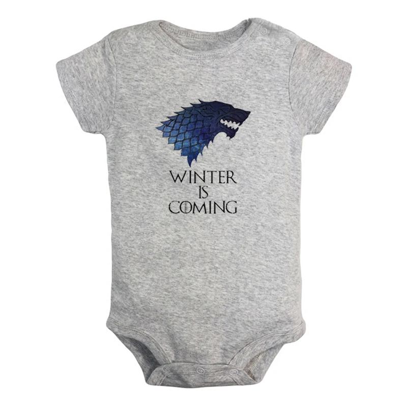 Game of Thrones House Stark Direwolf Winter Is Coming Design Newborn Girls Outfits Jumpsuit Print Infant Bodysuit Clothes - Цвет: JaBaby914GD