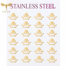 FGifter, 12 пар/лот, Золотая Корона, серьги для девочек, женщин, золотой цвет, нержавеющая сталь, ювелирные изделия, для рождественских девушек
