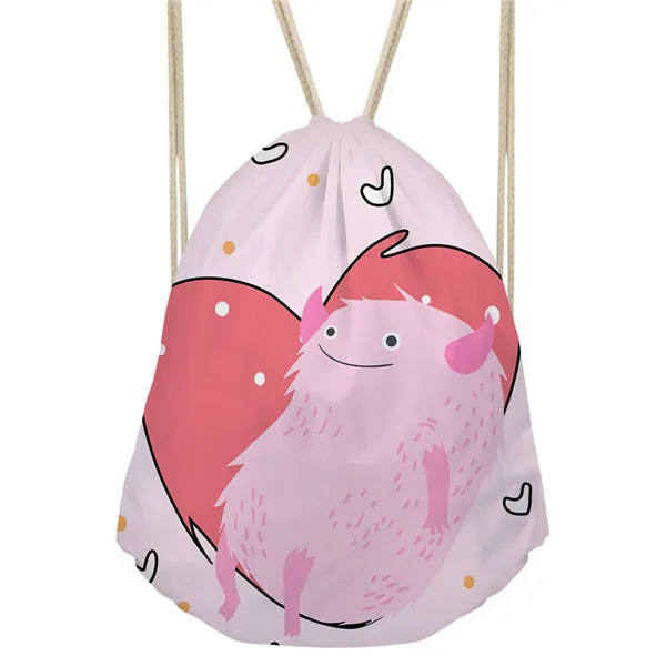 Noisydesigns прекрасный Монстр большой EyesPrinted Мультфильм Drawstring сумка Для женщин Путешествия Строка Cinch Для женщин Mochila девушки хранения сумки