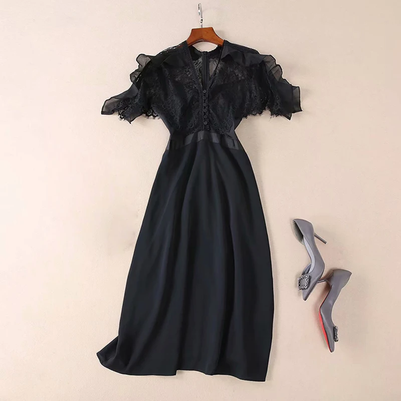 HIGH QUALITY New Fashion 2018 Designer Runway Dress Women's Short