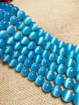 

loose beads blue cat eye stone round 4mm6mm8mm10mm12mm 15" for DIY jewelry making FPPJ wholesale beads nature gem stone