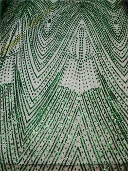 

6 yards green glued glitter tulle net lace fabric French net lace fabric with glued glitter decoration