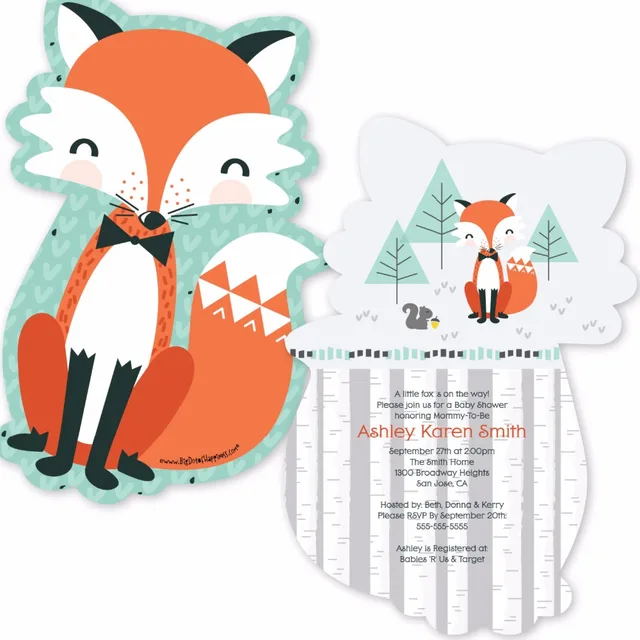 12pcs Mr Miss Foxy Fox Party Invitations Personalized 12pcs Mr Miss Foxy Fox Party Invitations Personalized Decorations For Baby Showers Invitation