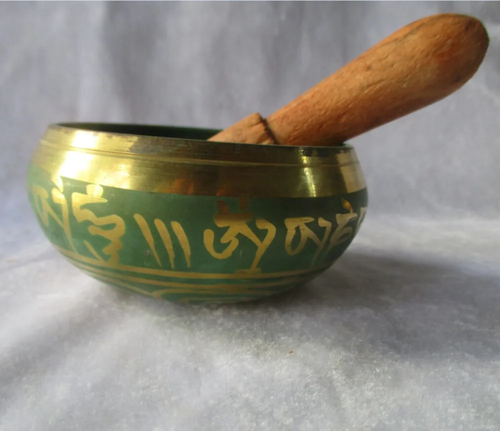 

Metal Crafts Collectable Tibetan Copper Singing Bowl With a Wooden Stick Chinese Handwork Bowl fast Shipping Size :Diameter 9CM
