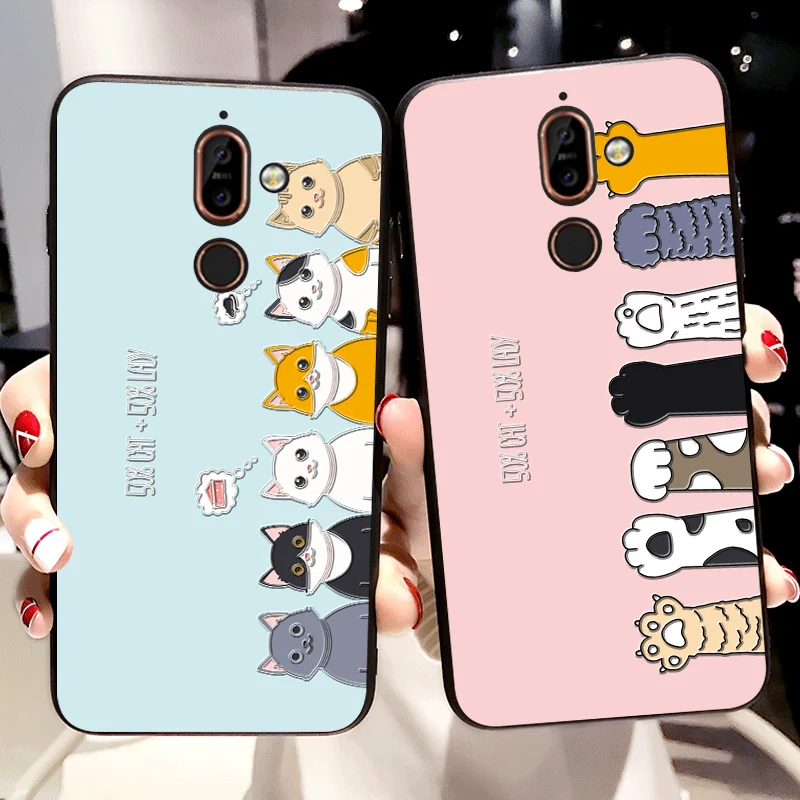 Роскошные модные чехлы для Nokia 5 6 7 X5 X6 X7 2018 8 9 чехол с мультяшным котом персонажем