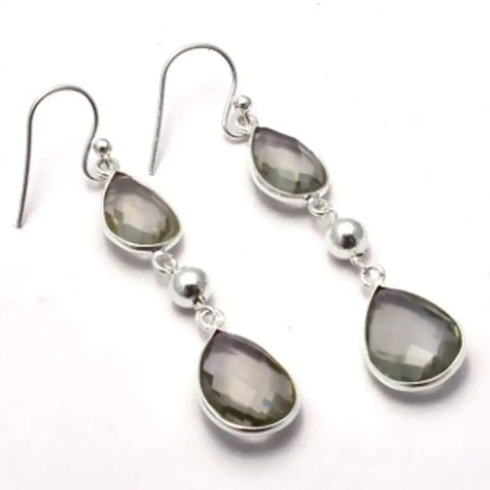 

Genuine Green Amethyst 925 Sterling Silver Earrings, 56 mm, 2SE0168