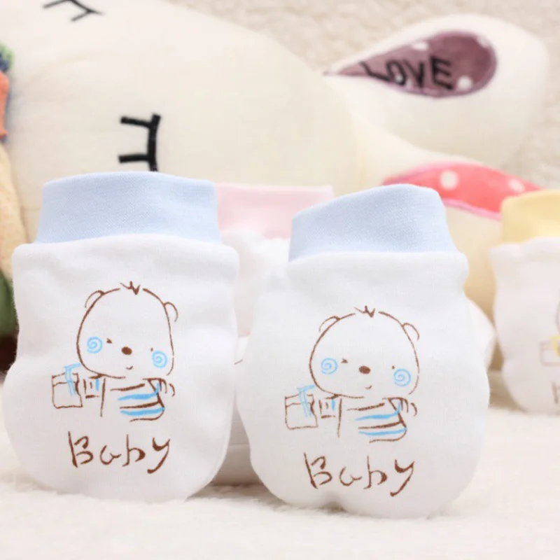 Soft Cartoon Pattern Anti-grasping Gloves Four Seasons Newborn Safety For Protection Face Baby Mitten | Детская одежда и обувь