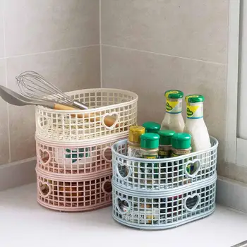 

OTHERHOUSE Kitchen Organizer Plastic Desktop Storage Basket Hollow Sundries Storage Box Snacks Container Underware Organizer