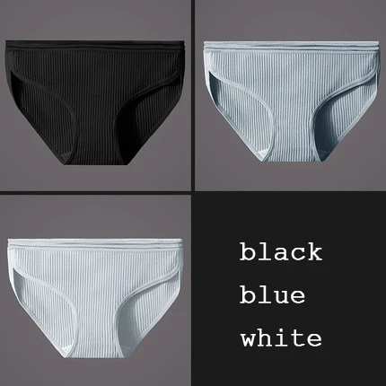 Сексуальные хлопковые трусики со средней посадкой, прозрачные трусики на талии, удобные дышащие трусы большого размера, 3 шт./лот, DULASI - Цвет: black blue white