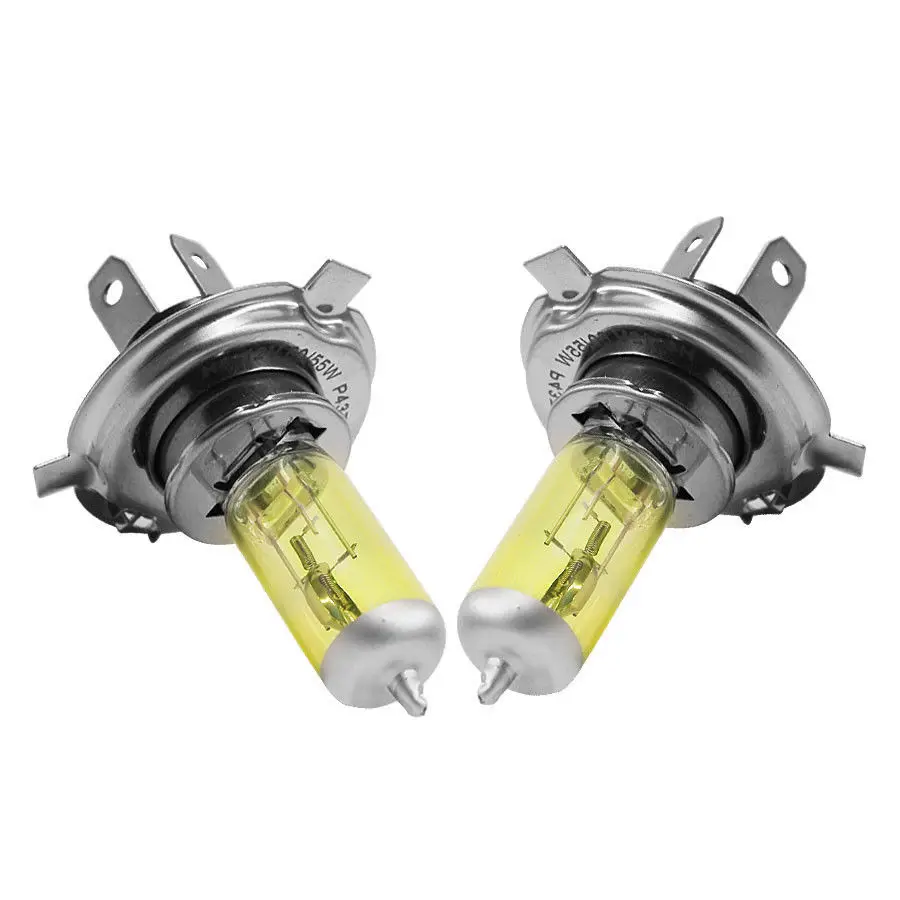 2x DC 12V H4 55W 5000K 6A желтые автомобильные лампы для фар водонепроницаемые и