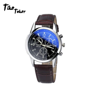 

TIke Toker 2018 Luxury Fashion Faux Leather Mens Analog Watches Men's Watch Male Quartz Clock Military Relojes Business Watch