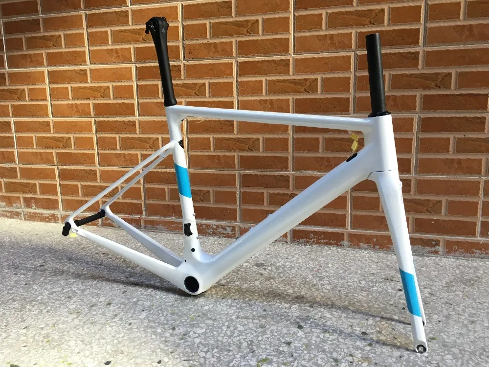 Discount 2018 new color fasterway classic high end design direct brake full white with blue carbon road frame,can do customlized painting 0