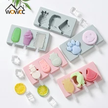 WOWCC 3 полости форма для изготовления мороженого Makers силиконовые толстый материал DIY формы ледяные кубики формы для десертов лоток с палочки для сладостей