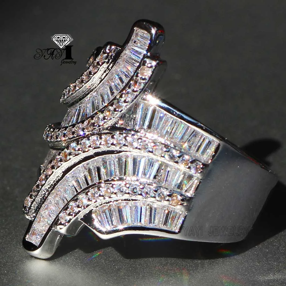 Wedding Rings Engagement Rings YaYI Jewelry Fashion Princess Cut 4.4 CT White Zircon Silver Color Engagement Rings wedding Rings Party 643