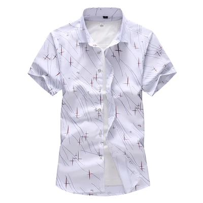 Плюс Размеры M-7XLNew Летняя мода Для мужчин рубашка Slim Fit Для мужчин короткий рукав рубашки в клетку Для мужчин s одежда тенденция Повседневное Для мужчин s социальный рубашка - Цвет: 8011 White