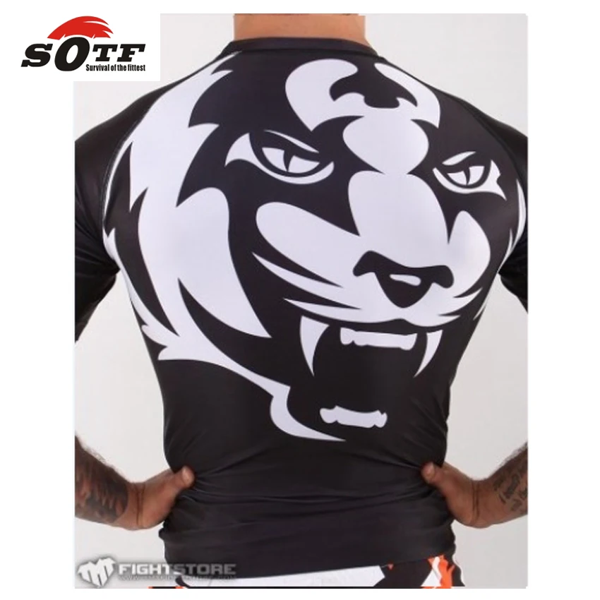SOTF 2015 Новый Title Tiger Muay Thai MMA облегающий костюм с короткими рукавами толстовка Shuzhan
