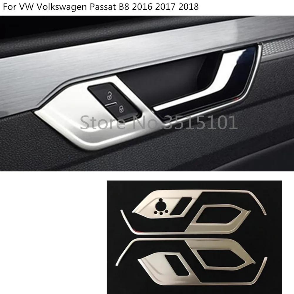 Автомобильный Стайлинг, накладка, отделка нержавеющей сталью, внутренней ручки двери Чаша подлокотник перила 4 шт. для Volkswagen VW Passat B8